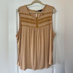 Adriana Papell 3X Embroidered Yoke A-line top.